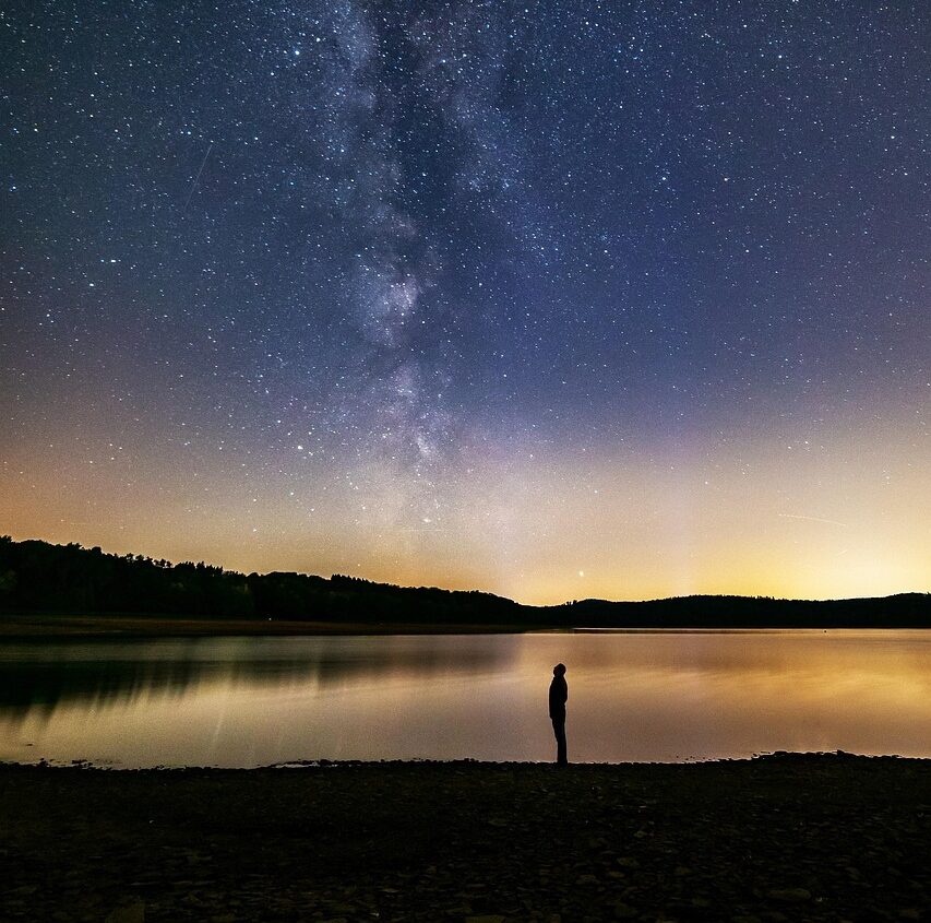 milky way, human, lake, dreams, night sky, galaxy, nature, universe, astronomy, mystical, space, infinity, creation, kosmus, earth day